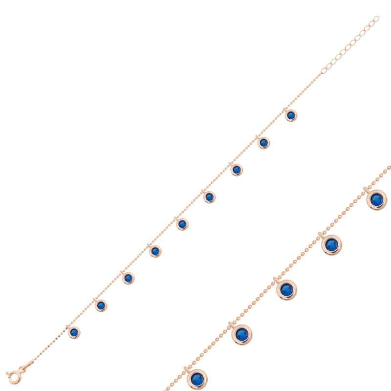 Sapphire CZ Dangle Charm Bracelet - B102372