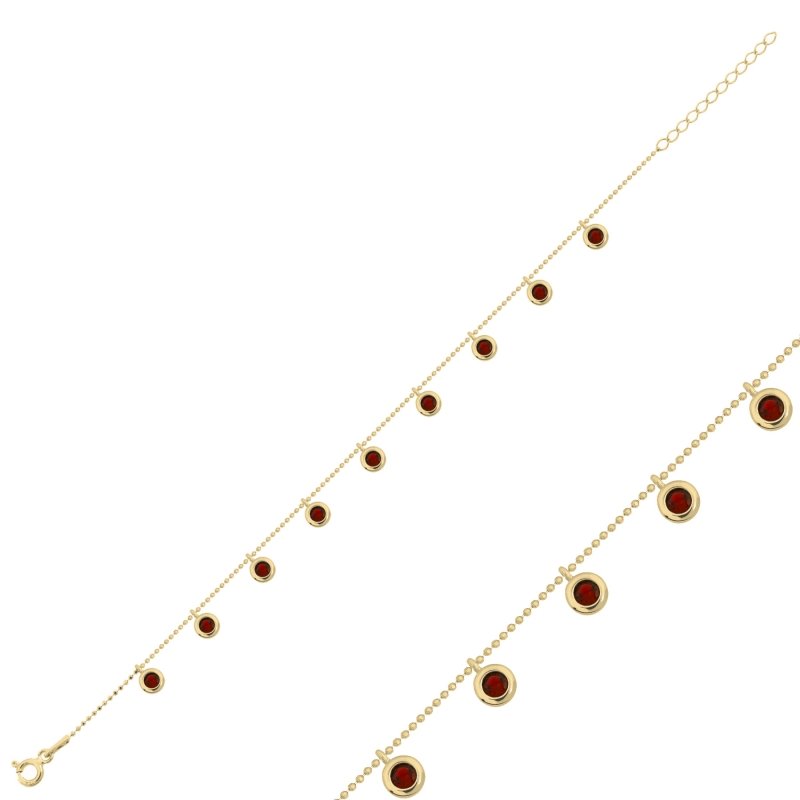 Garnet CZ Dangle Charm Bracelet - B102373