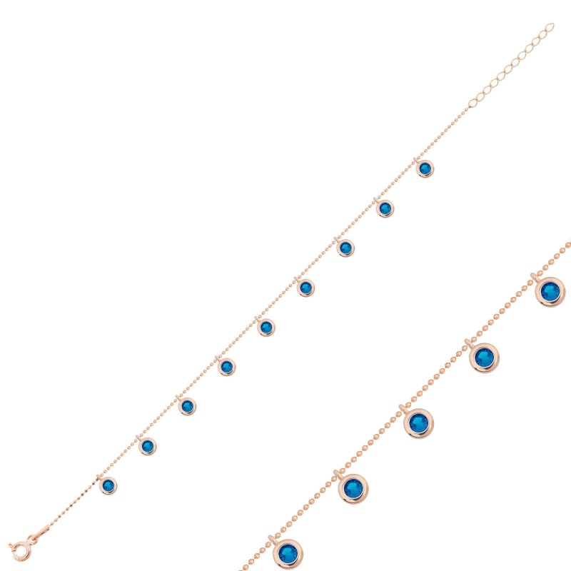 Aquamarine CZ Dangle Charm Bracelet - B102374