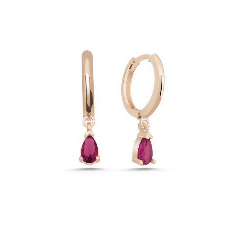 Ruby CZ Huggie Hoop Earrings - E102378