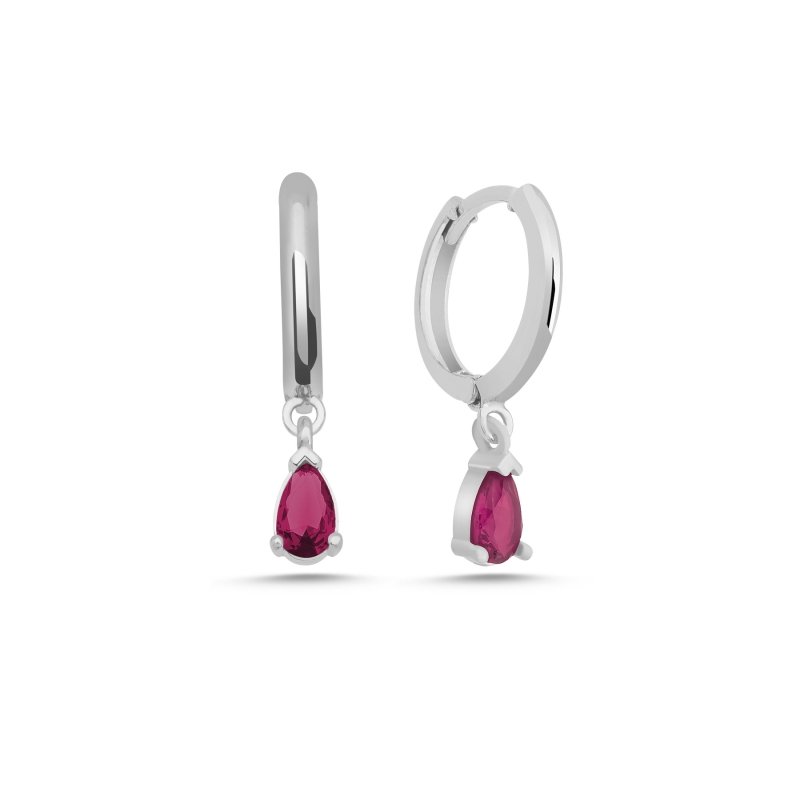Ruby CZ Huggie Hoop Earrings - E102378