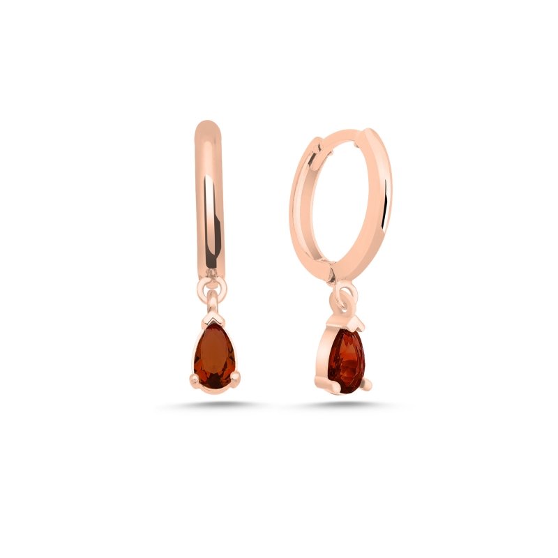 Garnet CZ Huggie Hoop Earrings - E102381