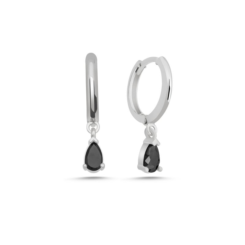 Black CZ Huggie Hoop Earrings - E102382