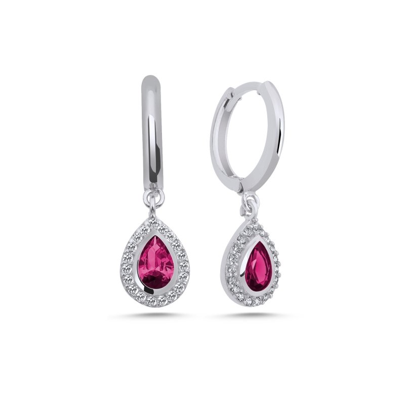 Ruby CZ Huggie Hoop Earrings - E102391