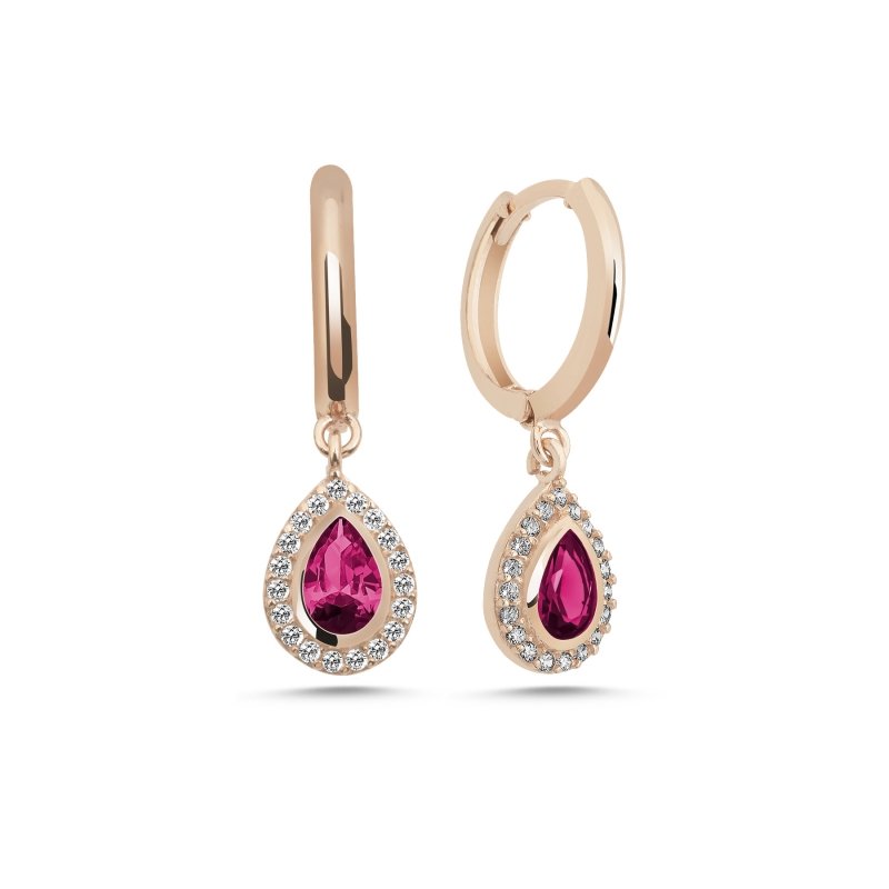 Ruby CZ Huggie Hoop Earrings - E102391