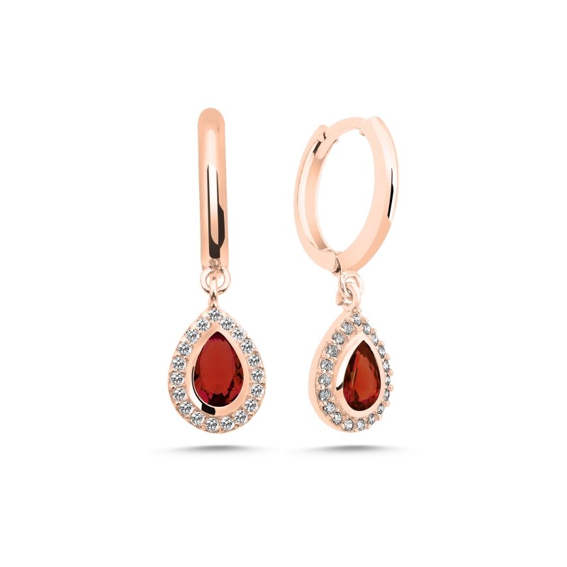 Garnet CZ Huggie Hoop Earrings - E102394
