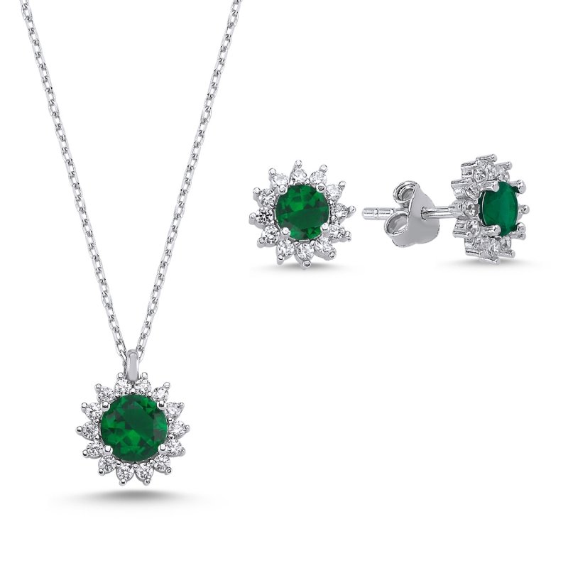 Halo Solitaire Colored CZ Set - S102427