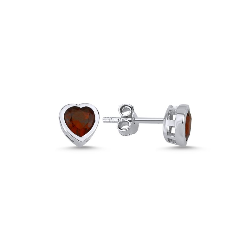 Heart Colored CZ Solitaire Stud Earrings - E102428