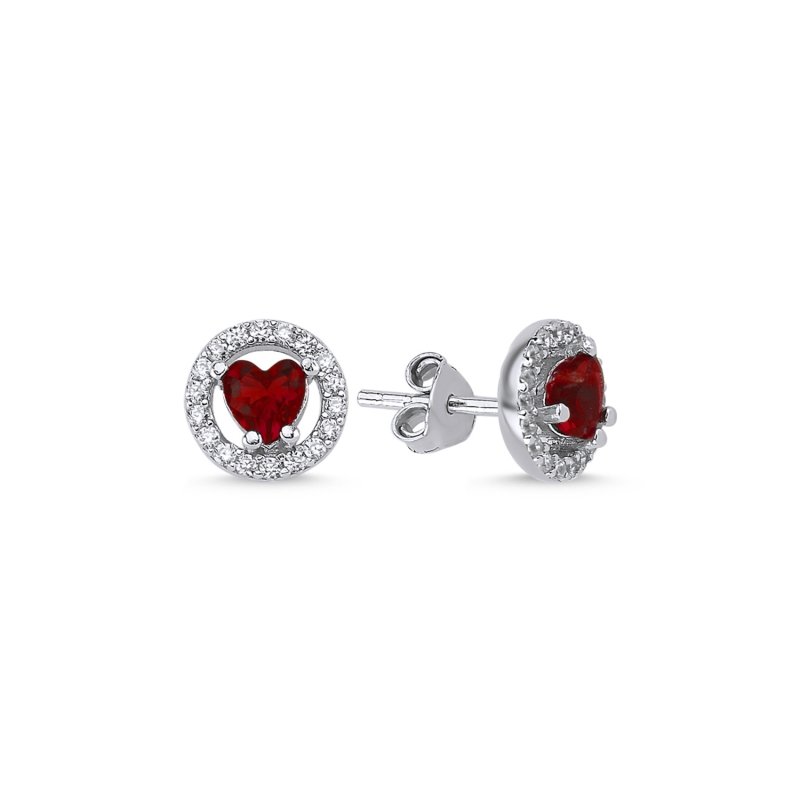 Halo Solitaire Colored CZ Stud Earrings - E102429