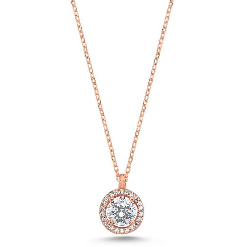 Halo Solitaire CZ Necklace - N102430