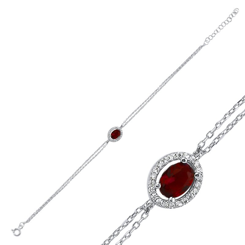 Halo Solitaire Colored CZ Bracelet - B102436