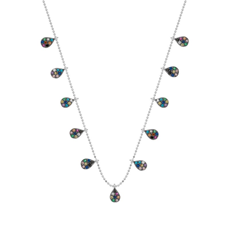 Mix CZ Dangle Charm Necklace - N102450