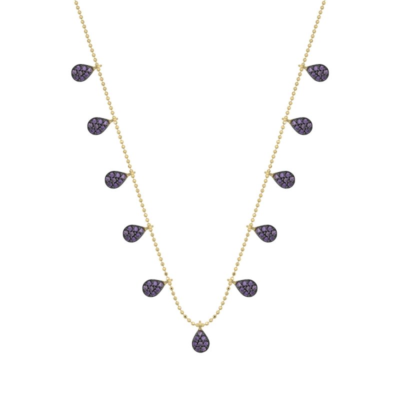 Amethyst CZ Dangle Charm Necklace - N102460