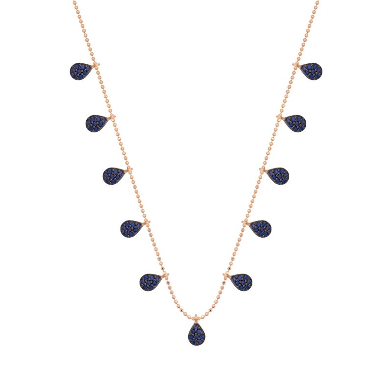 Sapphire CZ Dangle Charm Necklace - N102463