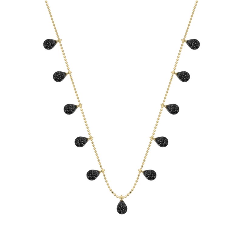 Black CZ Dangle Charm Necklace - N102466