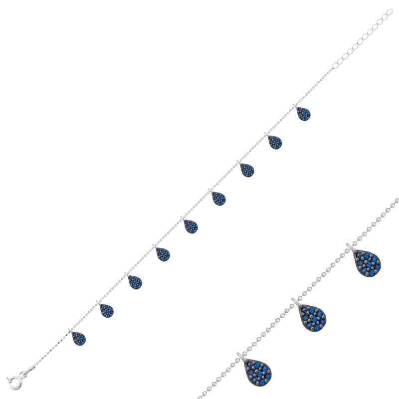 Sapphire CZ Dangle Charm Bracelet - B102468