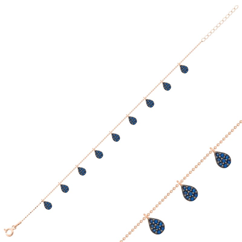 Sapphire CZ Dangle Charm Bracelet - B102468
