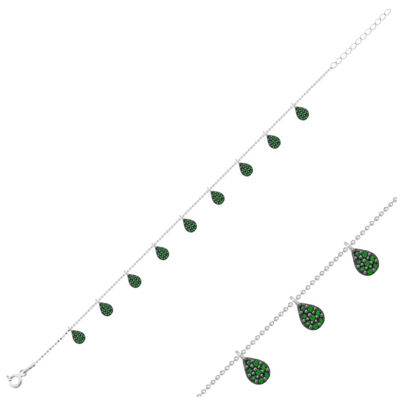 Emerald CZ Dangle Bracelet - B102469