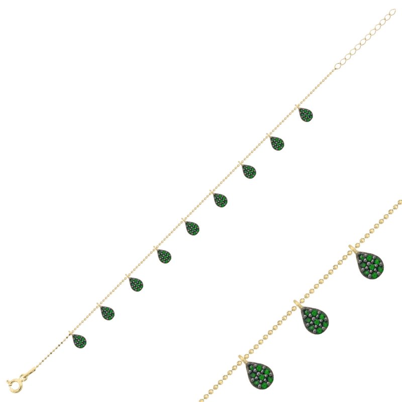 Emerald CZ Dangle Bracelet - B102469
