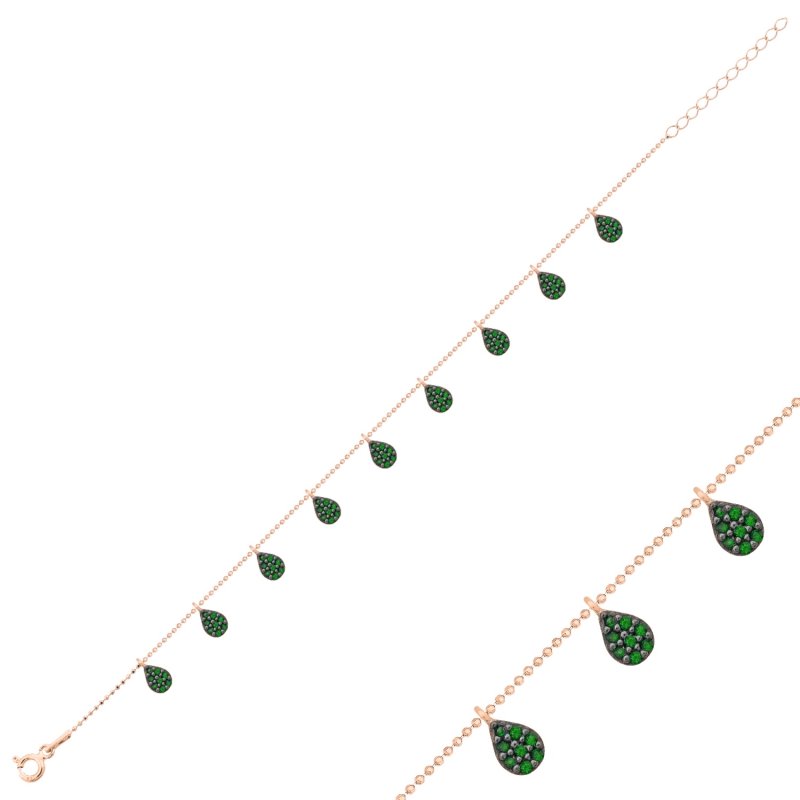 Emerald CZ Dangle Bracelet - B102469