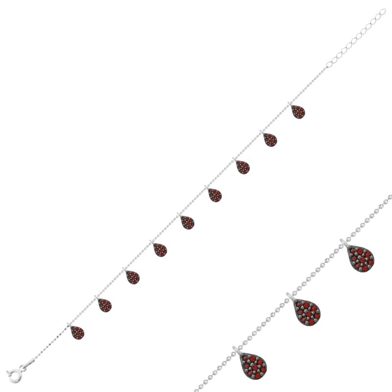 Garnet CZ Dangle Charm Bracelet - B102472