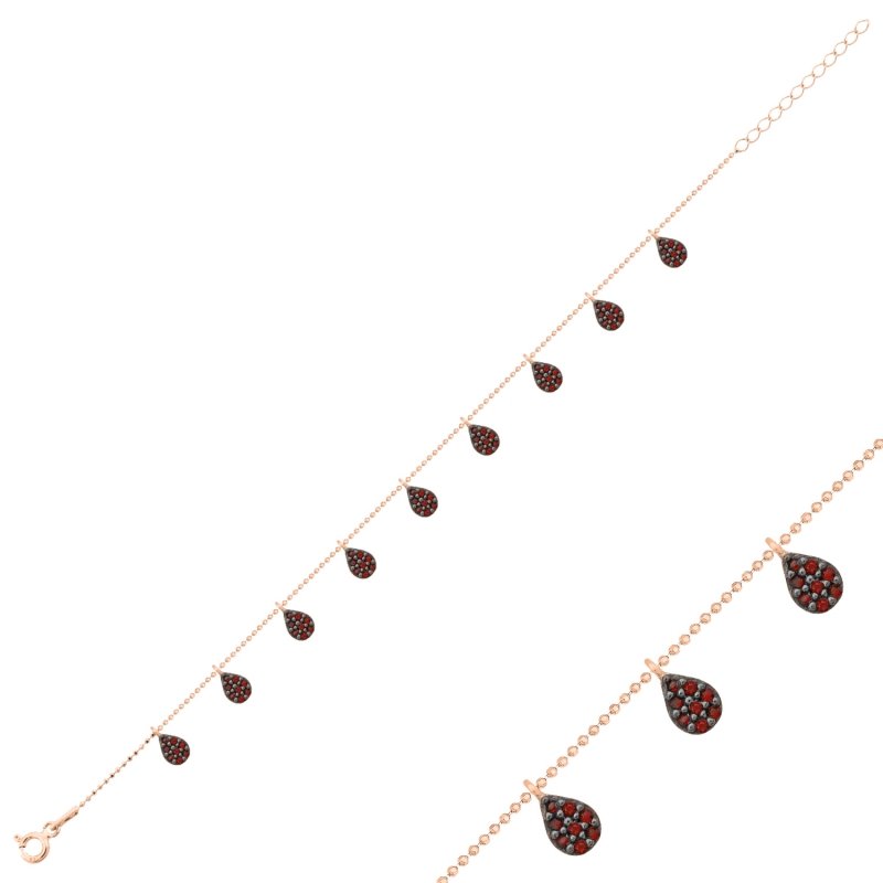 Garnet CZ Dangle Charm Bracelet - B102472
