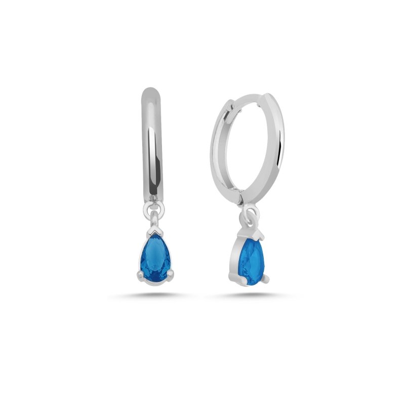 Aquamarine CZ Huggie Hoop Earrings - E102483