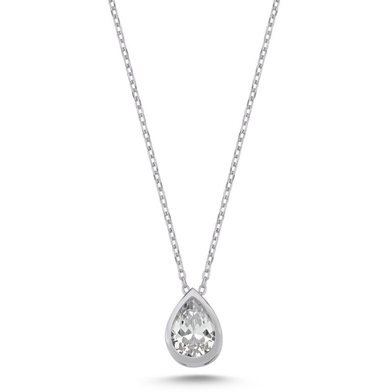 Solitaire Teardrop CZ Necklace - N102526