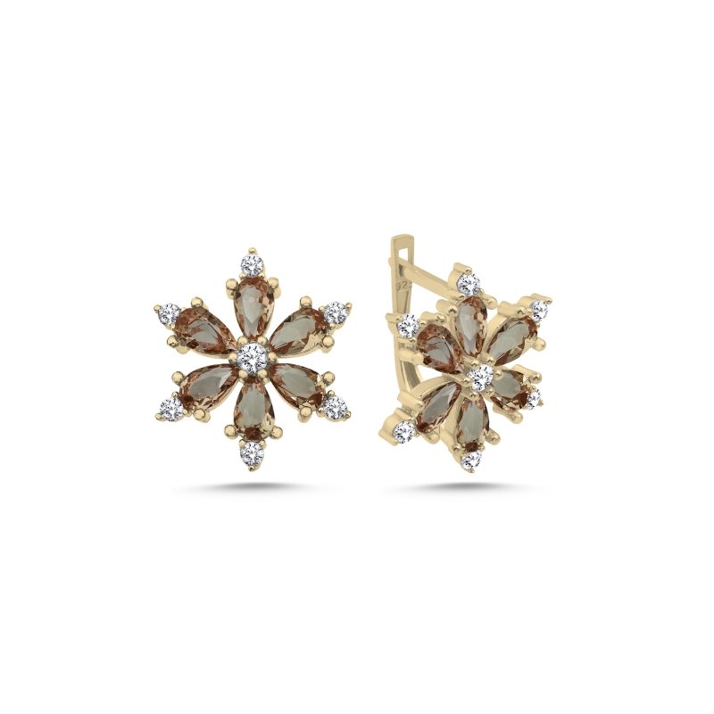Lotus Flower Sultanite CZ Latch Back Earrings - E102550