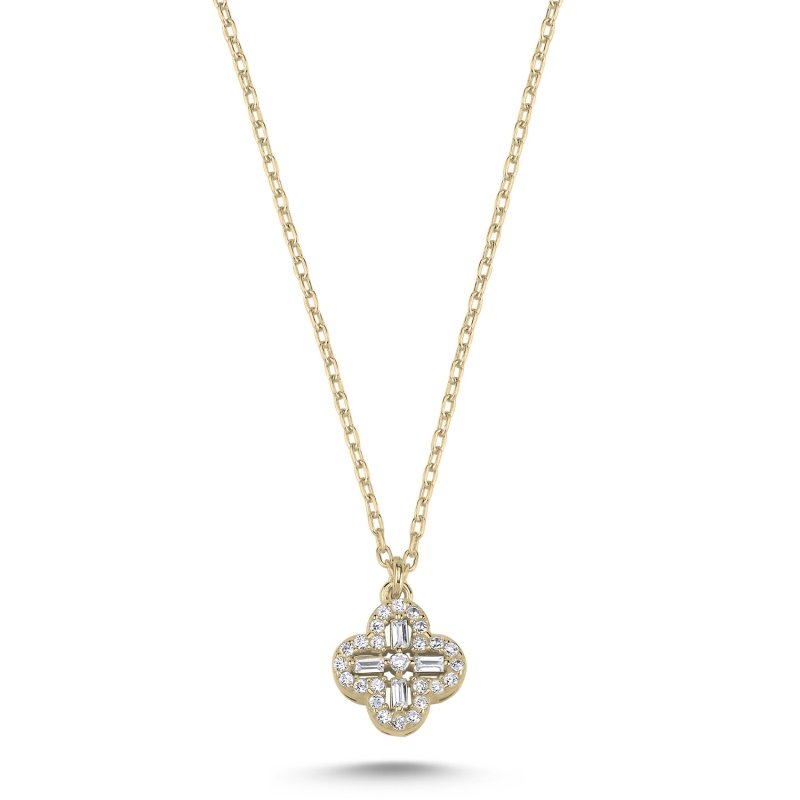 Quatrefoil Baguette CZ Necklace - N102591