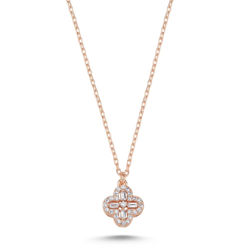Quatrefoil Baguette CZ Necklace - N102591