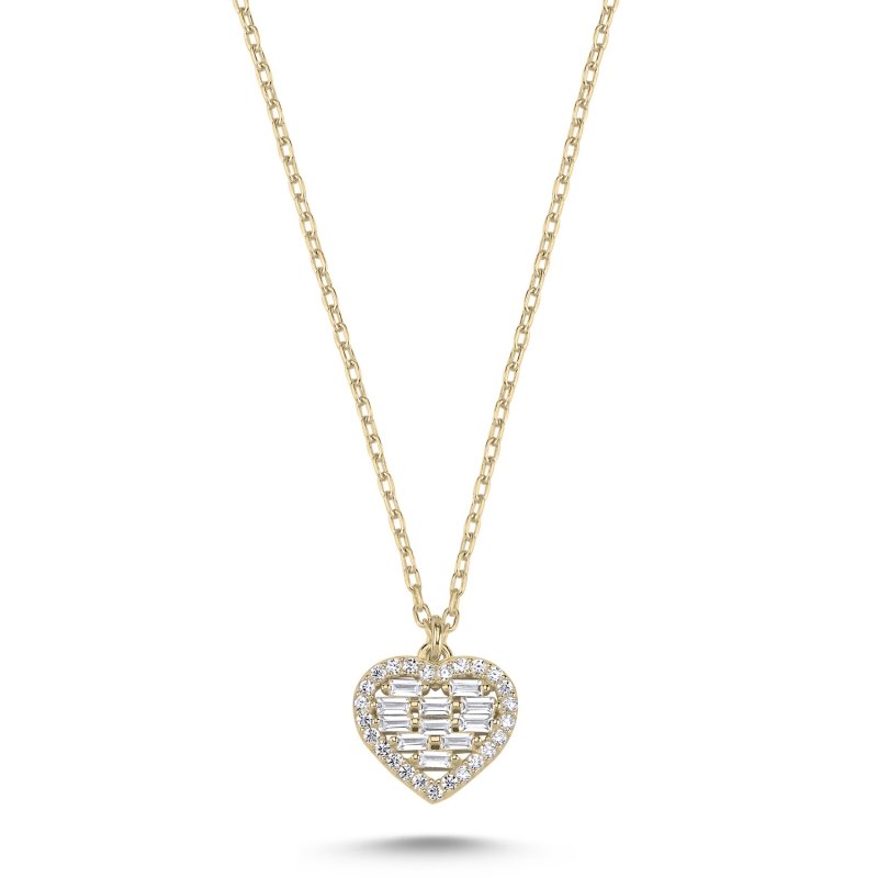 Heart Baguette CZ Necklace - N102592