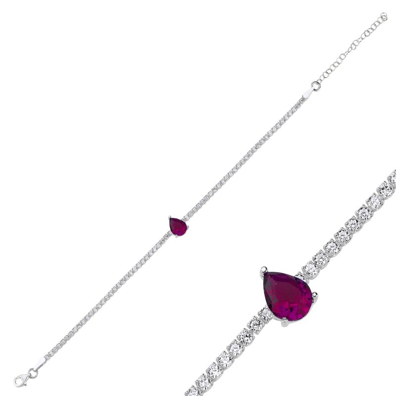 Yakut Zirkon Taşlı Suyolu Bileklik - B102655