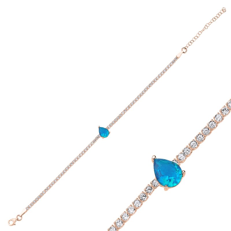 Aquamarine CZ Tennis Bracelet - B102659