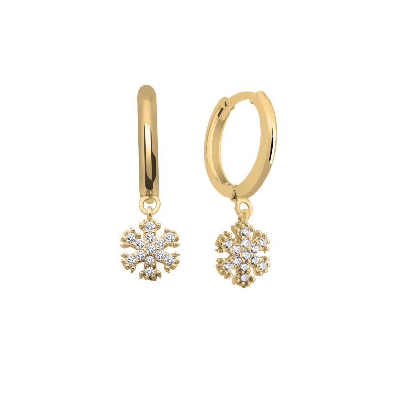 Snowflake CZ Huggie Hoop Earrings - E102689