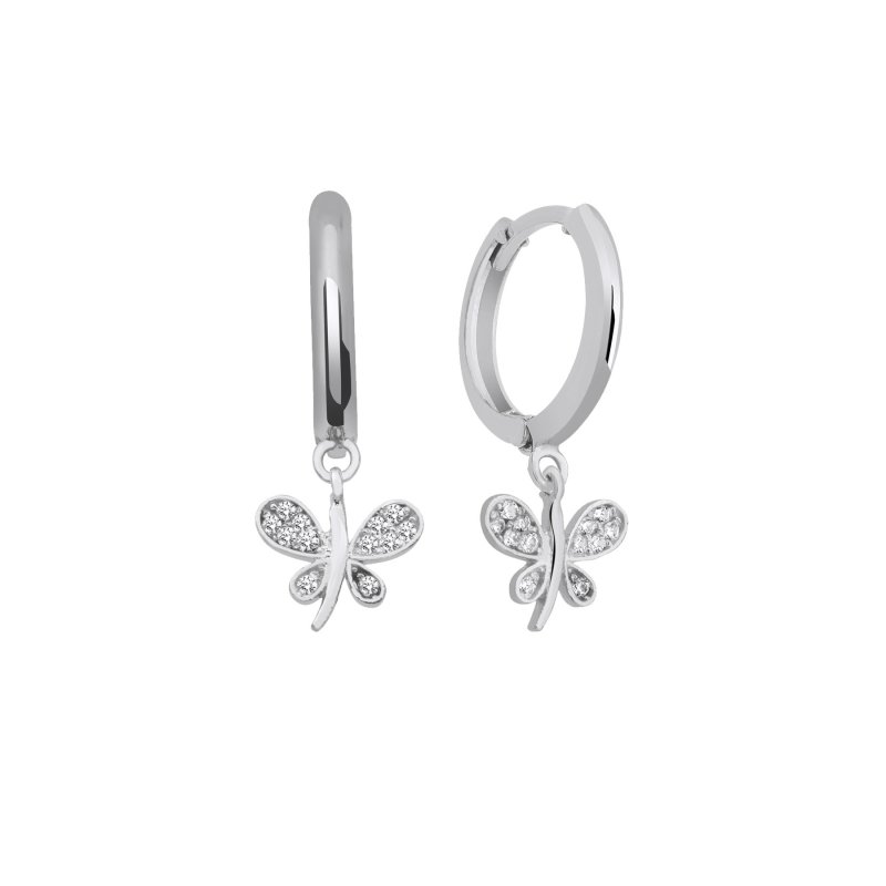 Butterfly CZ Huggie Hoop Earrings - E102690