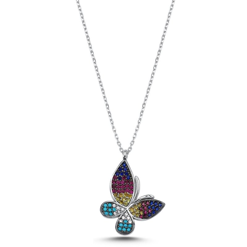 Butterfly Mix CZ Necklace - N102705