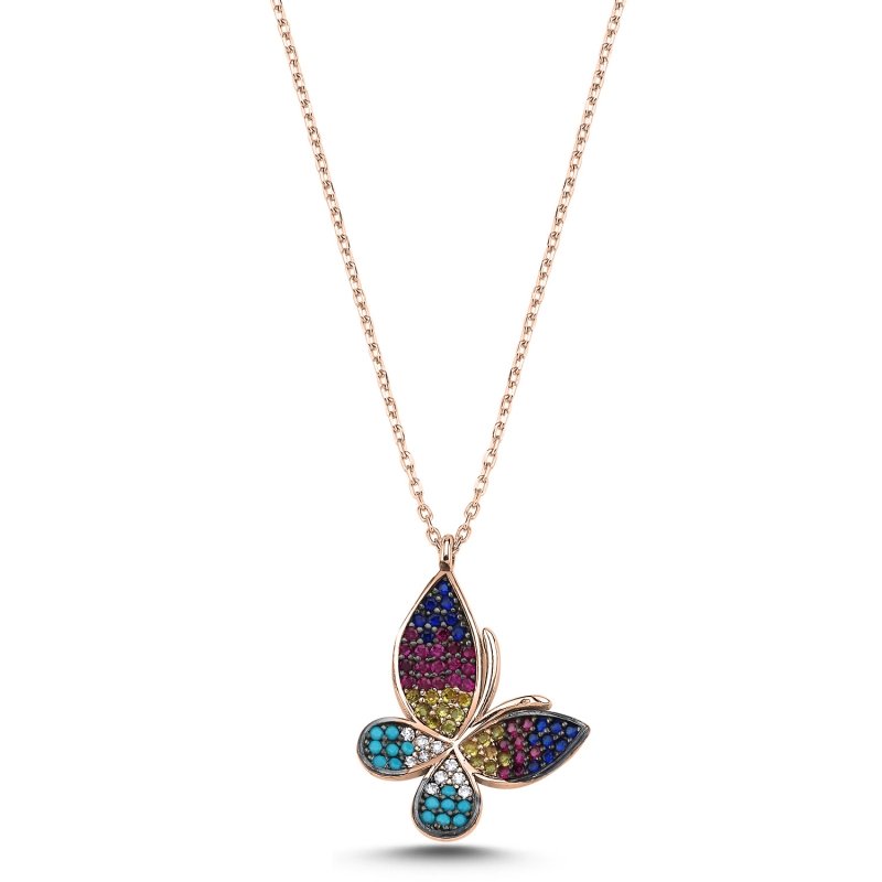 Butterfly Mix CZ Necklace - N102705