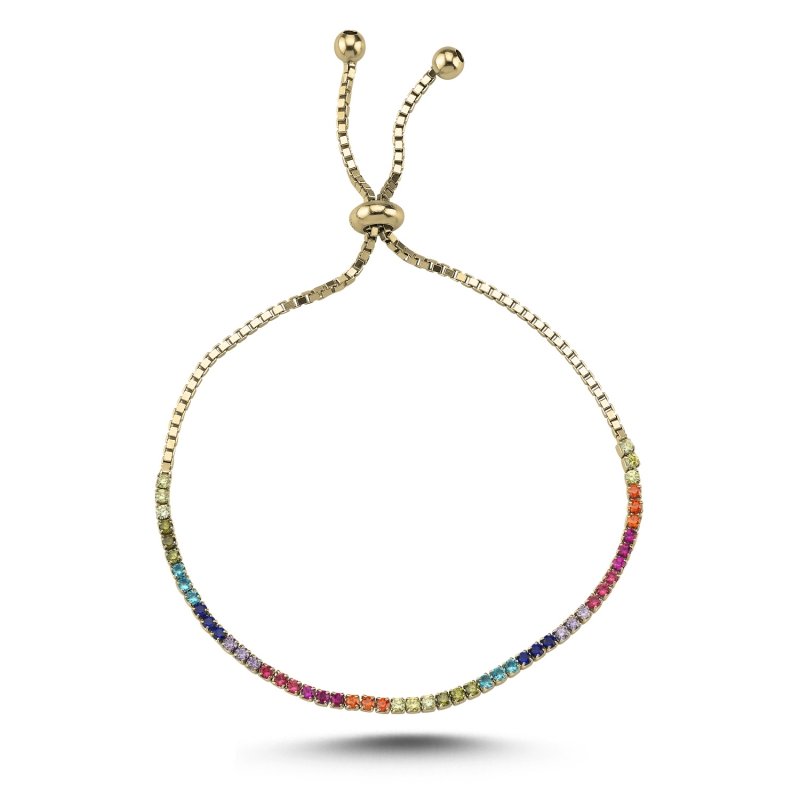 Tennis 1.75mm Colored CZ Adjustable Sliding Bracelet - B102771