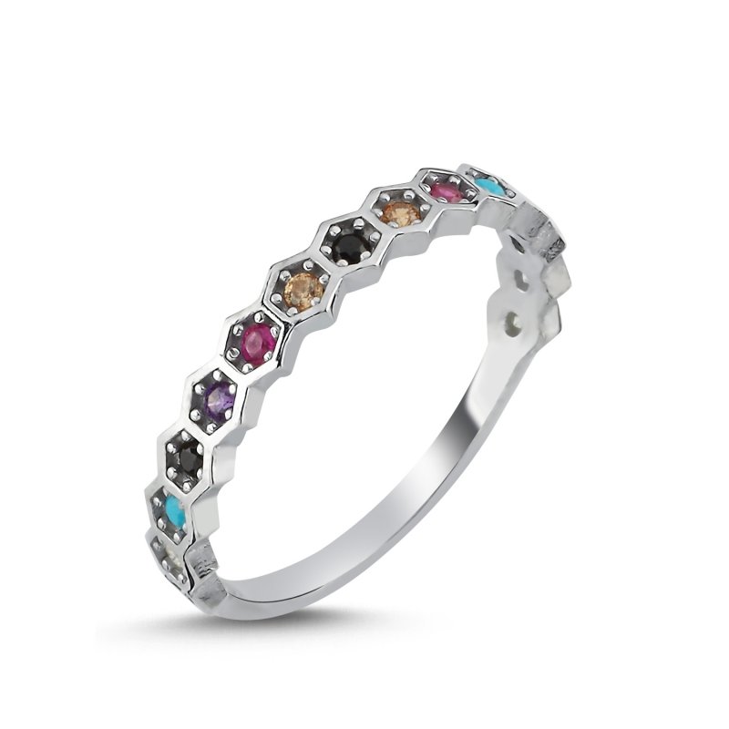 Colored CZ Half Eternity Ring - R102773