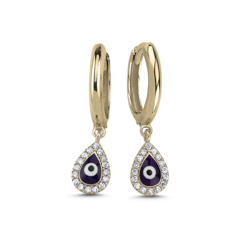 Eye Enamel & CZ Huggie Hoop Earrings - E102776
