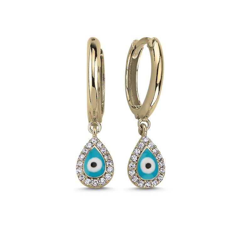 Eye Enamel & CZ Huggie Hoop Earrings - E102777