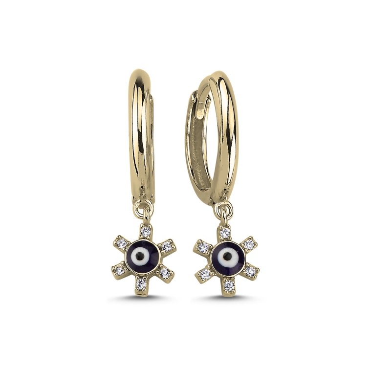 Eye Enamel & CZ Huggie Hoop Earrings - E102815