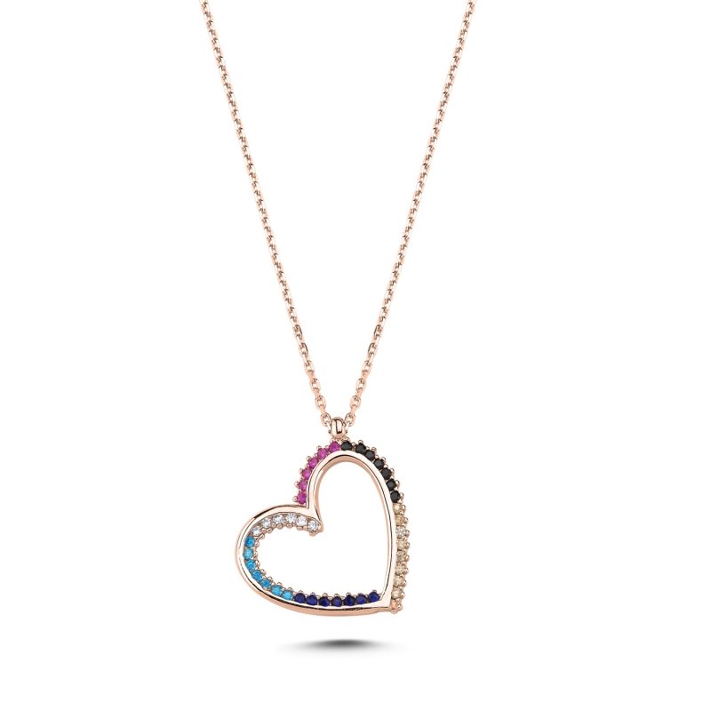 Heart Colored CZ Necklace - N102823