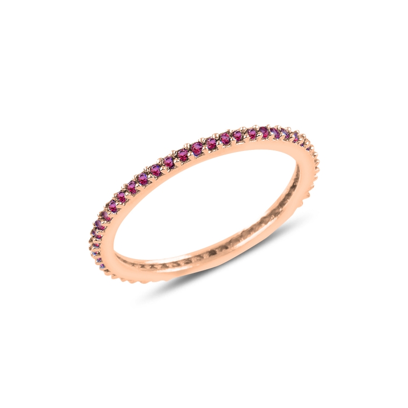 Single Row Ruby CZ Thin Eternity Ring - R102943