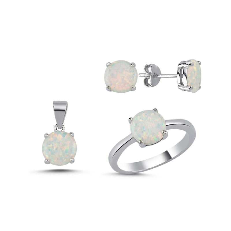 Round Opal Solitaire Set - S102975