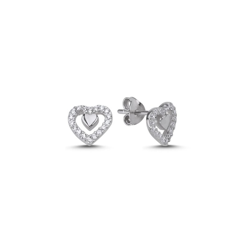 Heart CZ Stud Earrings - E102995