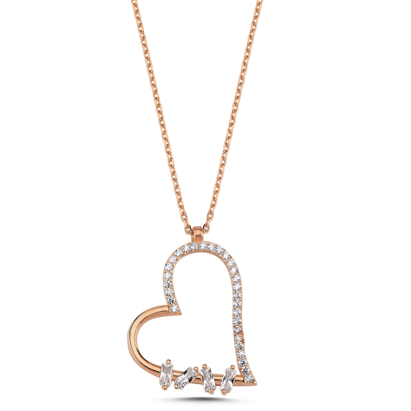 Heart Baguette CZ Necklace - N103001