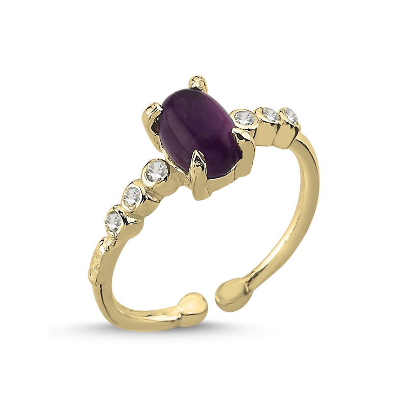 Amethyst & CZ Adjustable Size Ring - R103013