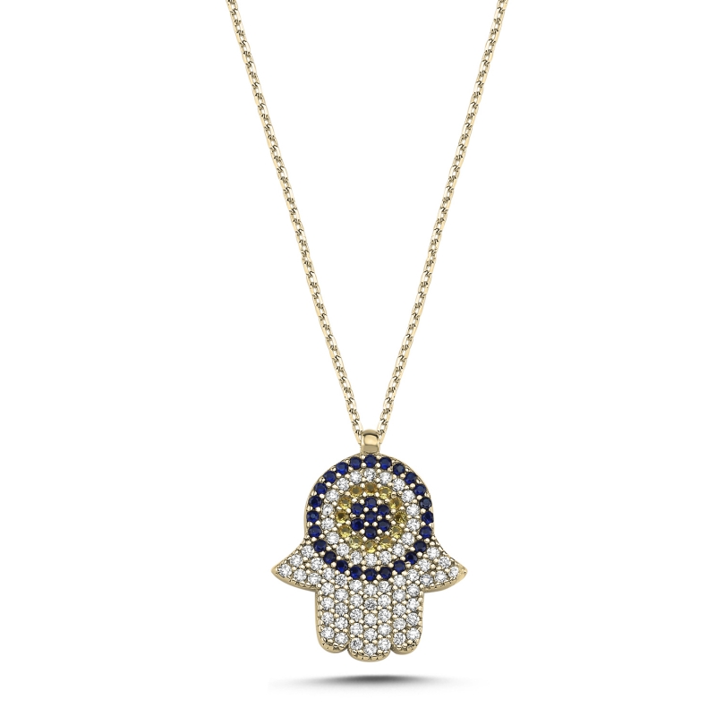Hamsa & Evil Eye CZ Necklace - N103111